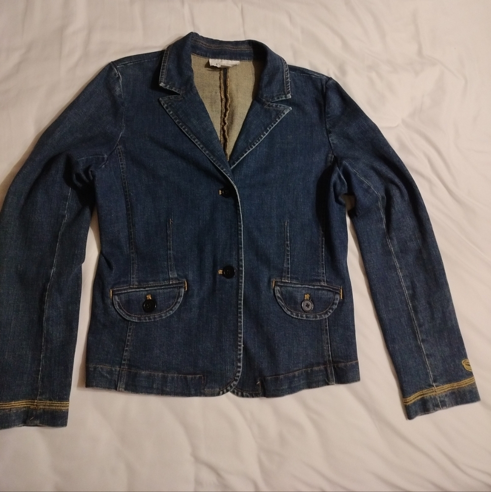Casual Corner Annex Stretch Women's Long Sleeve Denim Jacket Size Large Dark
